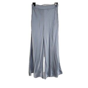 Renee C Satin Pull On Wide-Leg Pants Light Blue Women’s Size L Made In USA